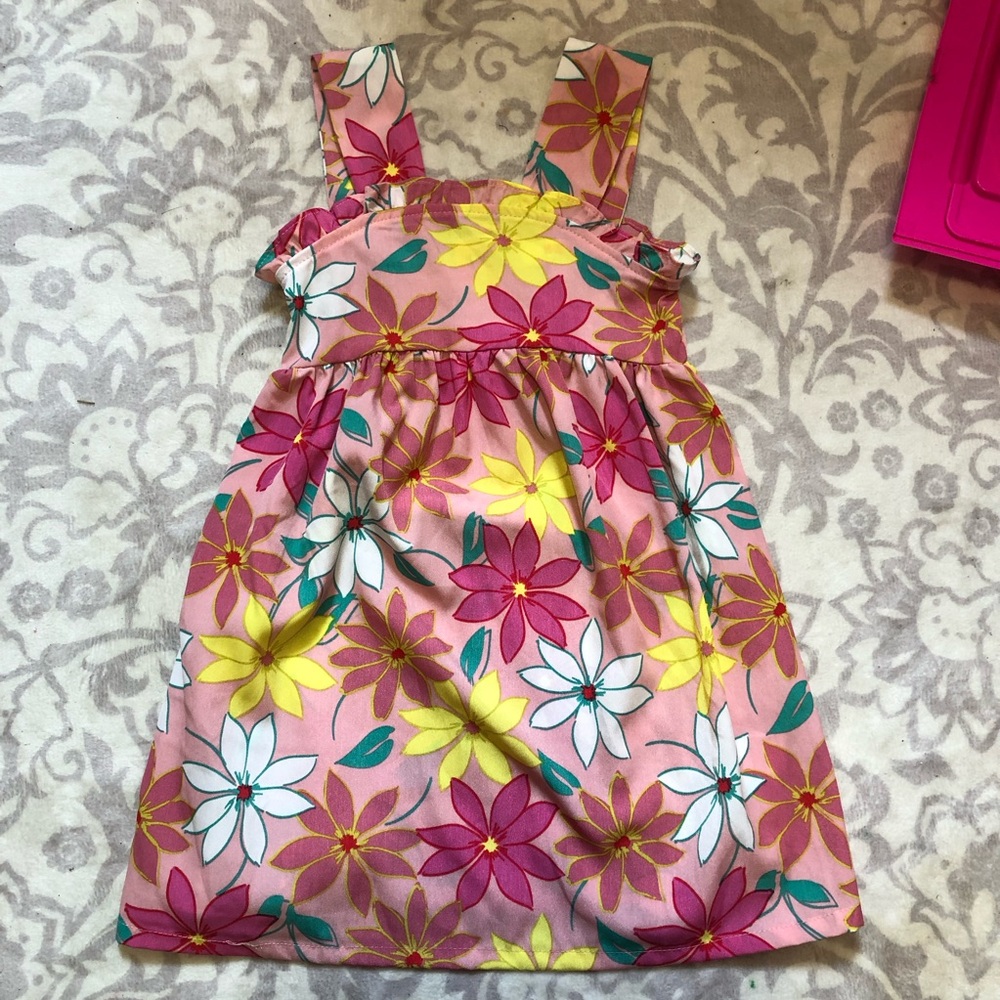 Girls' Pink Floral Sundress with Yellow & White Blooms